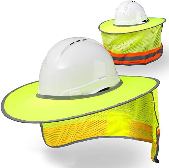 Hard Hat Sun Shield (MSA Brand) - High Visibility, Reflective, Full Brim Mesh Sun Shade. It offers protection from the sun