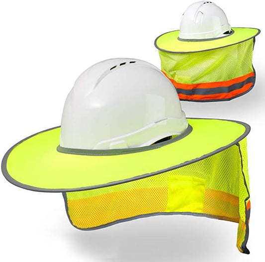 Hard Hat Sun Shield (MSA Brand) - High Visibility, Reflective, Full Brim Mesh Sun Shade. It offers protection from the sun