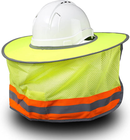 Hard Hat Sun Shield (MSA Brand) - High Visibility, Reflective, Full Brim Mesh Sun Shade. It offers protection from the sun