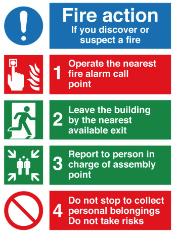 Fire Action Safety Signs